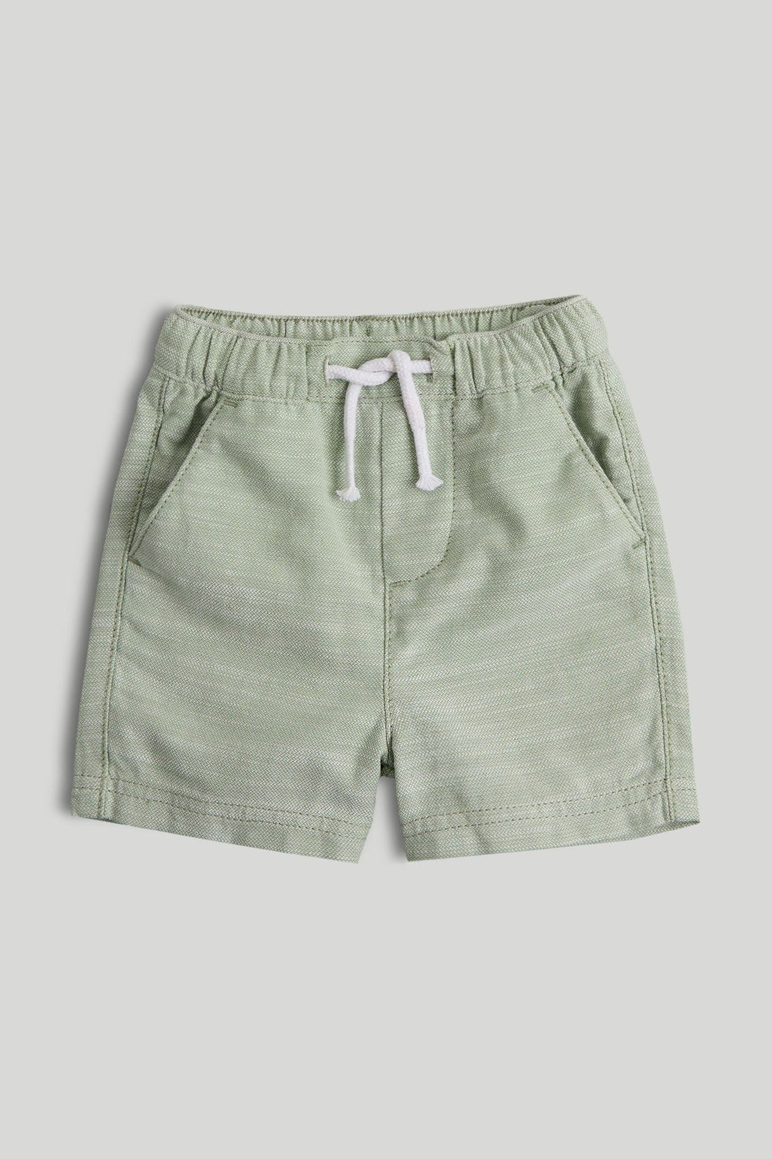 Green Textured Shorts - Beige / 12-18 Months