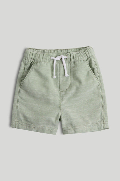 Green Textured Shorts - Beige / 12-18 Months