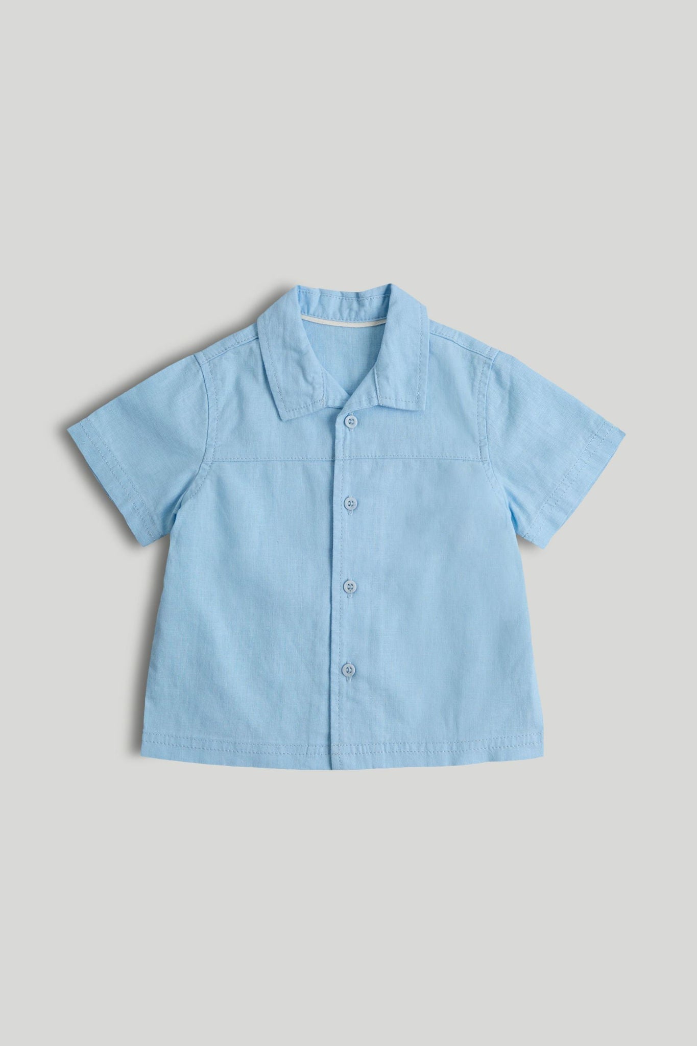 Blue Linen Blend Shirt - Blue / 12-18 Months