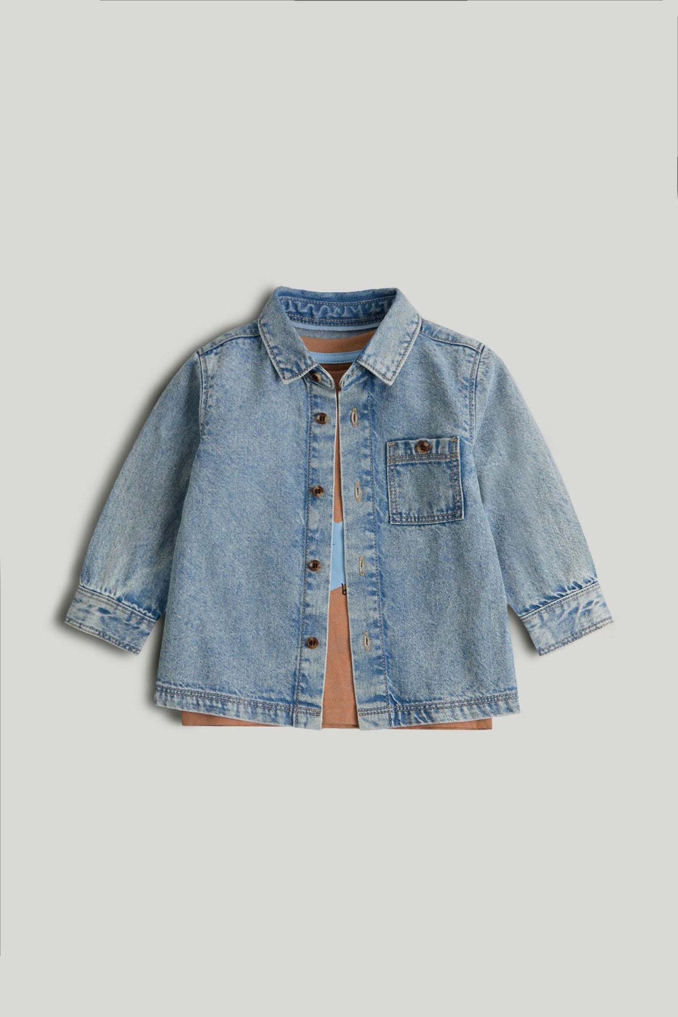 Denim Shirt and T-Shirt Set - Blue / 12-18 Months