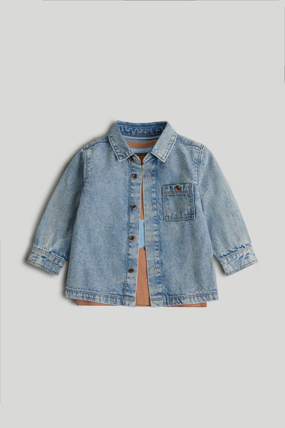 Denim Shirt and T-Shirt Set - Blue / 12-18 Months