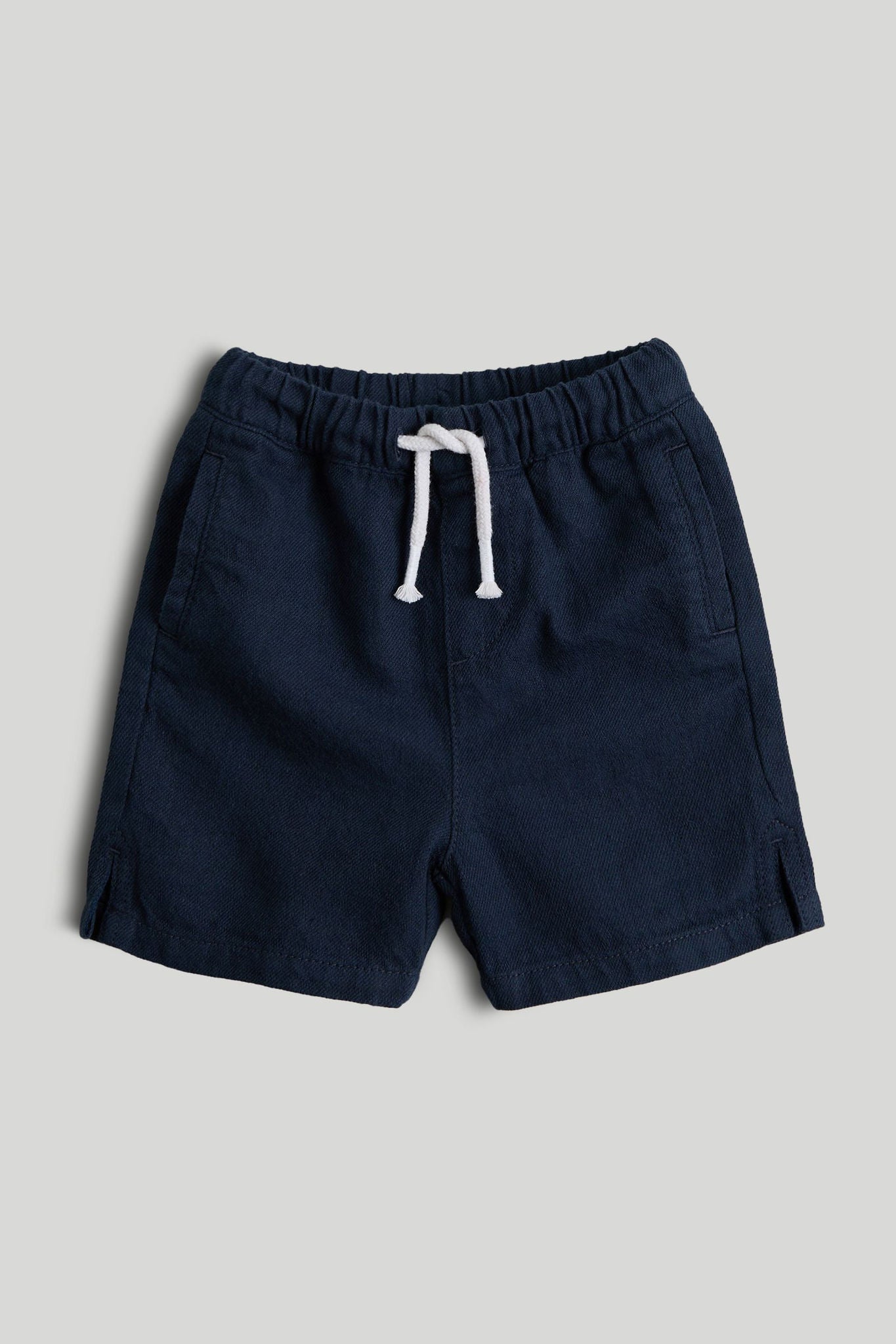 Navy Linen Blend Shorts - Navy / 12-18 Months