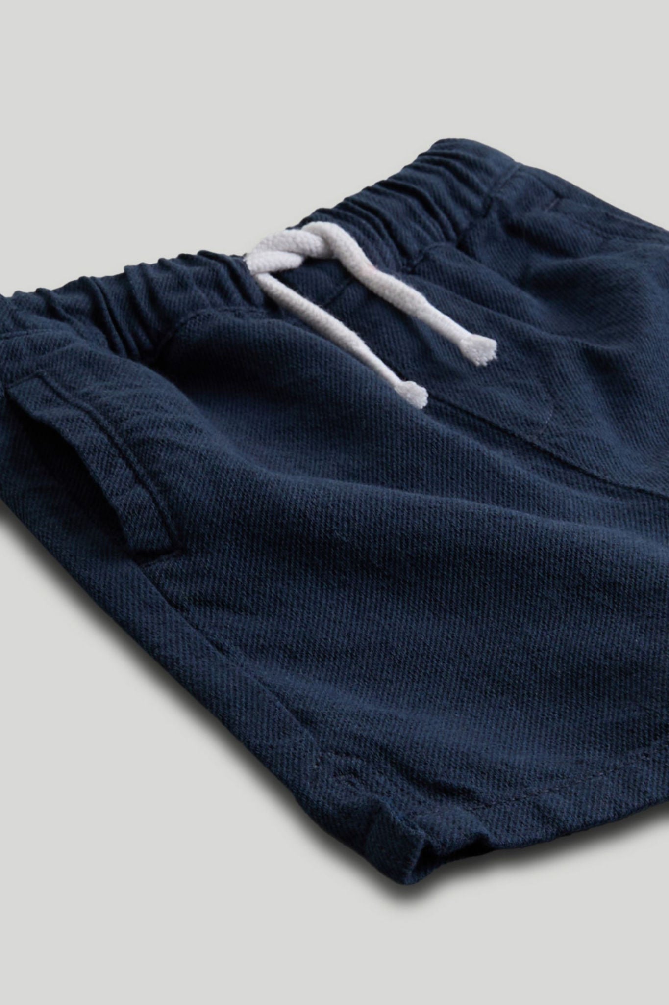 Navy Linen Blend Shorts