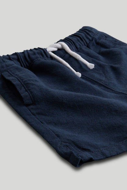 Navy Linen Blend Shorts