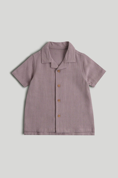 Pink Linen Blend Shirt - Dark Purple / 12-18 Months