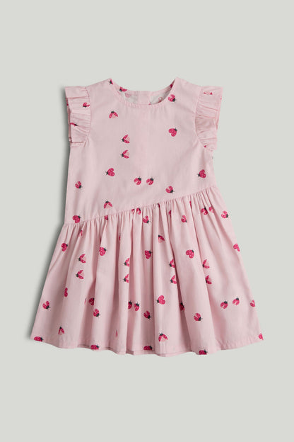 Pink Ladybird Cotton Dress - Pink / 12-18 Months