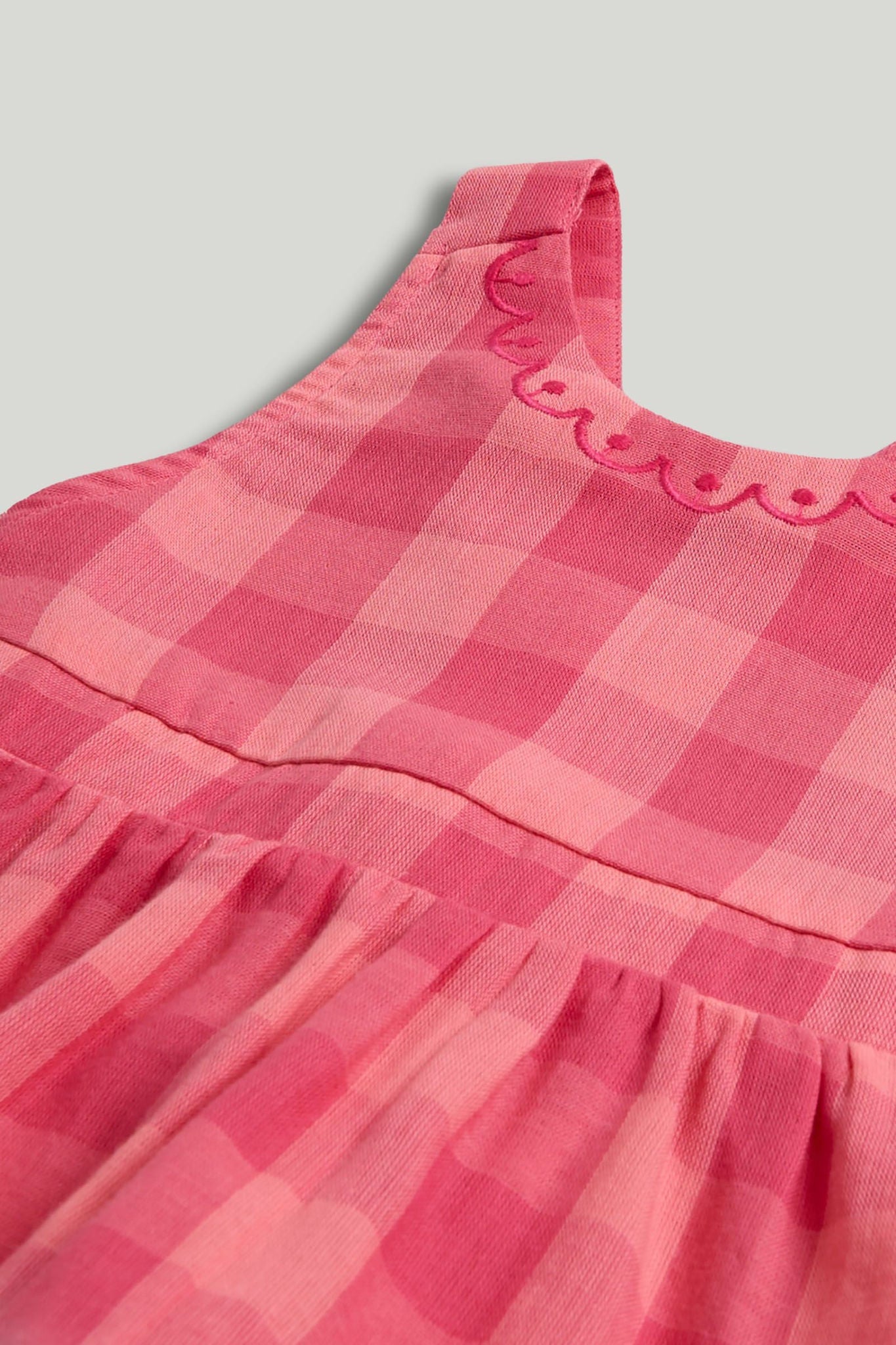 Pink Check Pinny Dress and T-Shirt Outfit