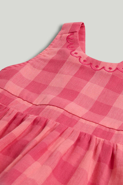 Pink Check Pinny Dress and T-Shirt Outfit