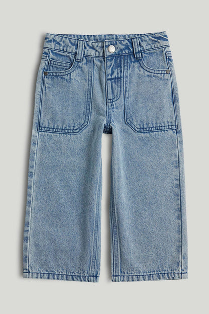 Wide-Leg Denim Jeans - Blue / 9-10 Years