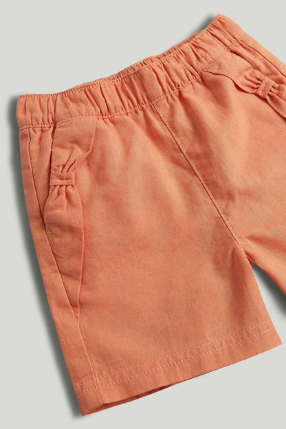Tan Linen Blend Shorts