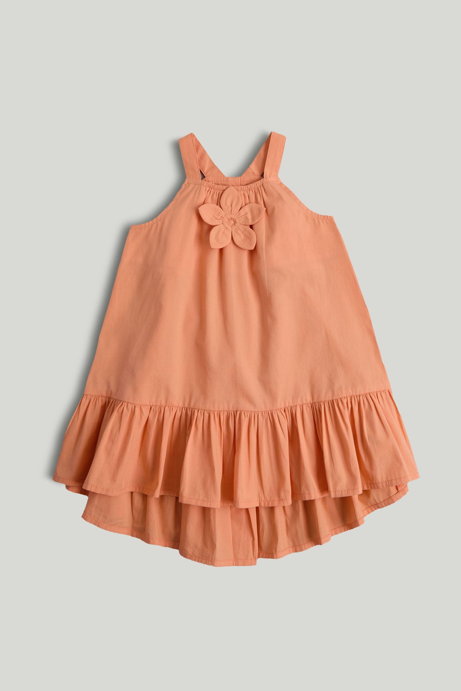 Orange Cotton Dress, 6 months to 6 years - Orange / 12-18 Months