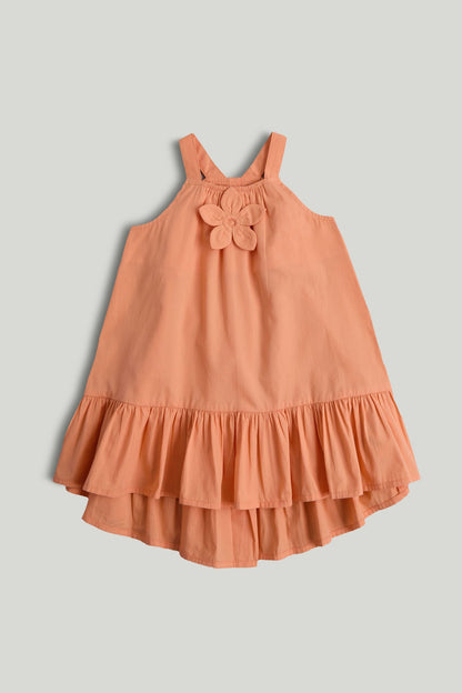 Orange Cotton Dress, 6 months to 6 years - Orange / 12-18 Months