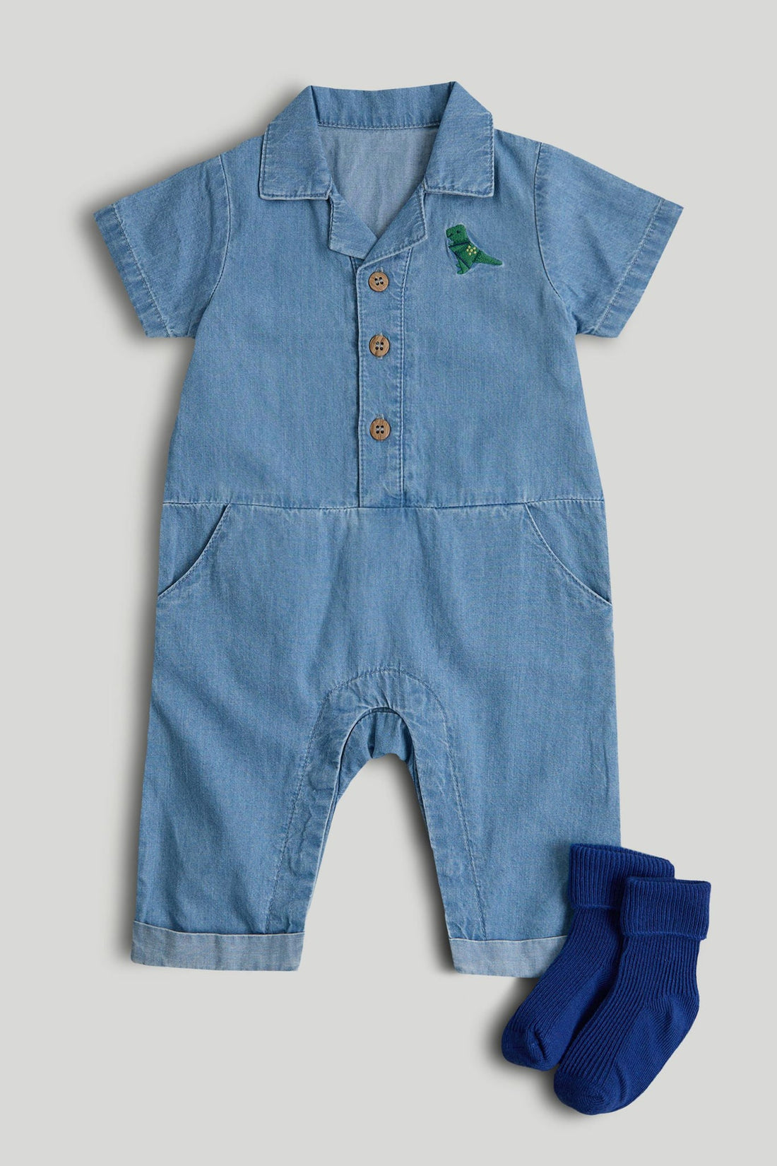 Denim Romper and Socks Outfit - Multi / 12-18 Months