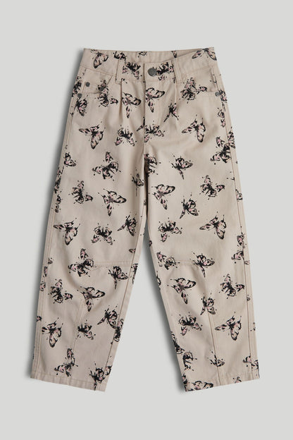 Butterfly Barrel-Leg Jeans - White / 9-10 Years