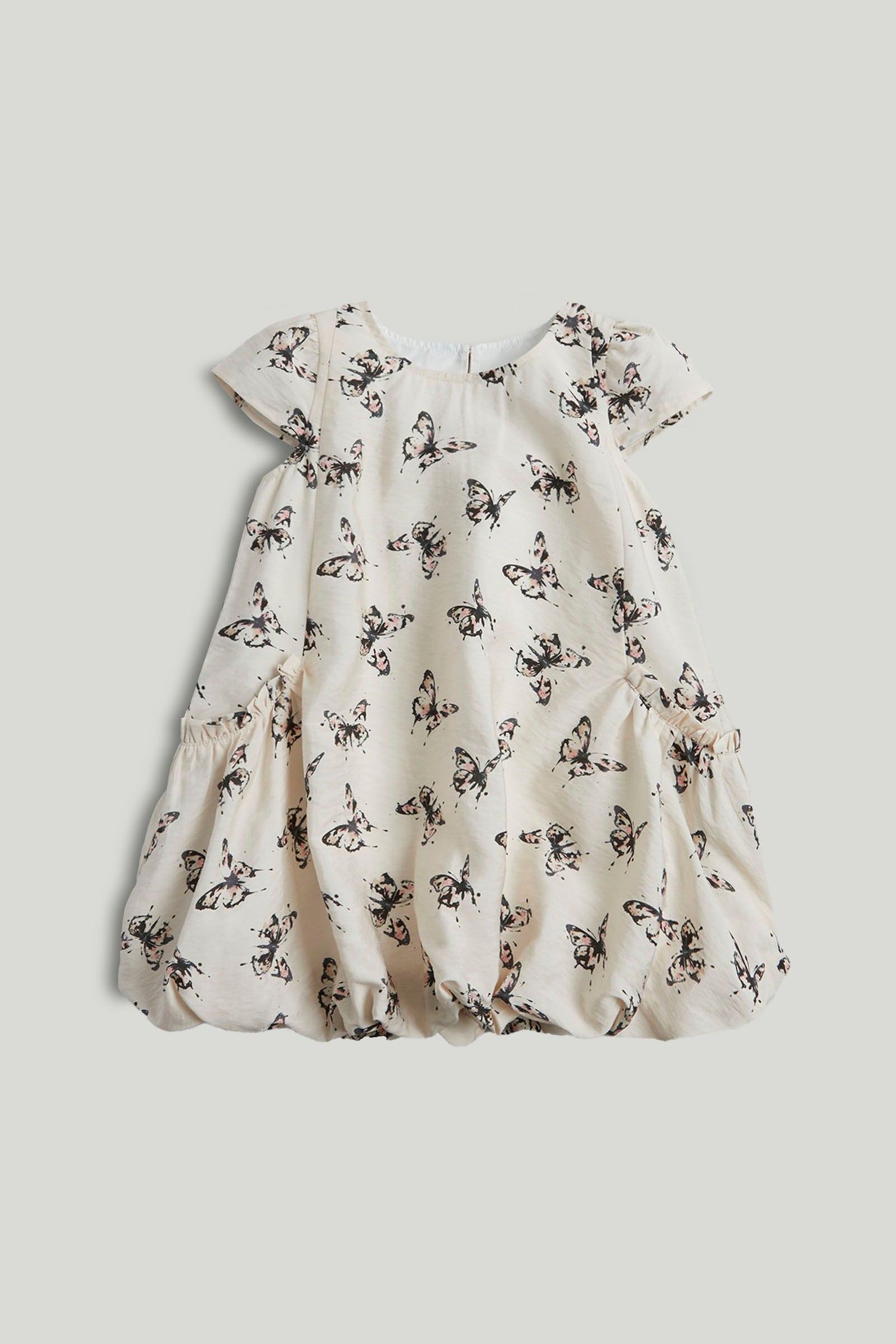 White Butterfly Crinkle Dress - White / 9-10 Years