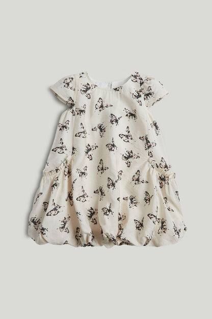 White Butterfly Crinkle Dress - White / 9-10 Years