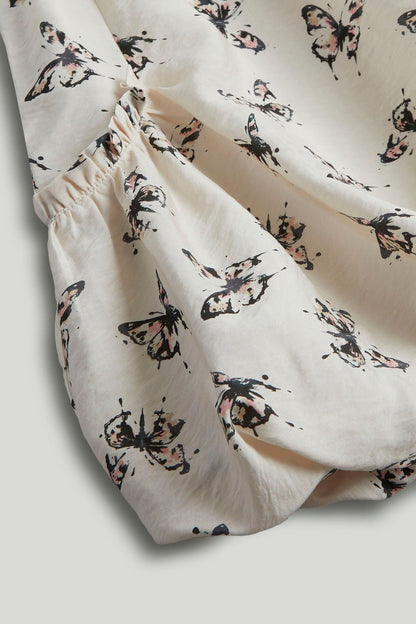 White Butterfly Crinkle Dress