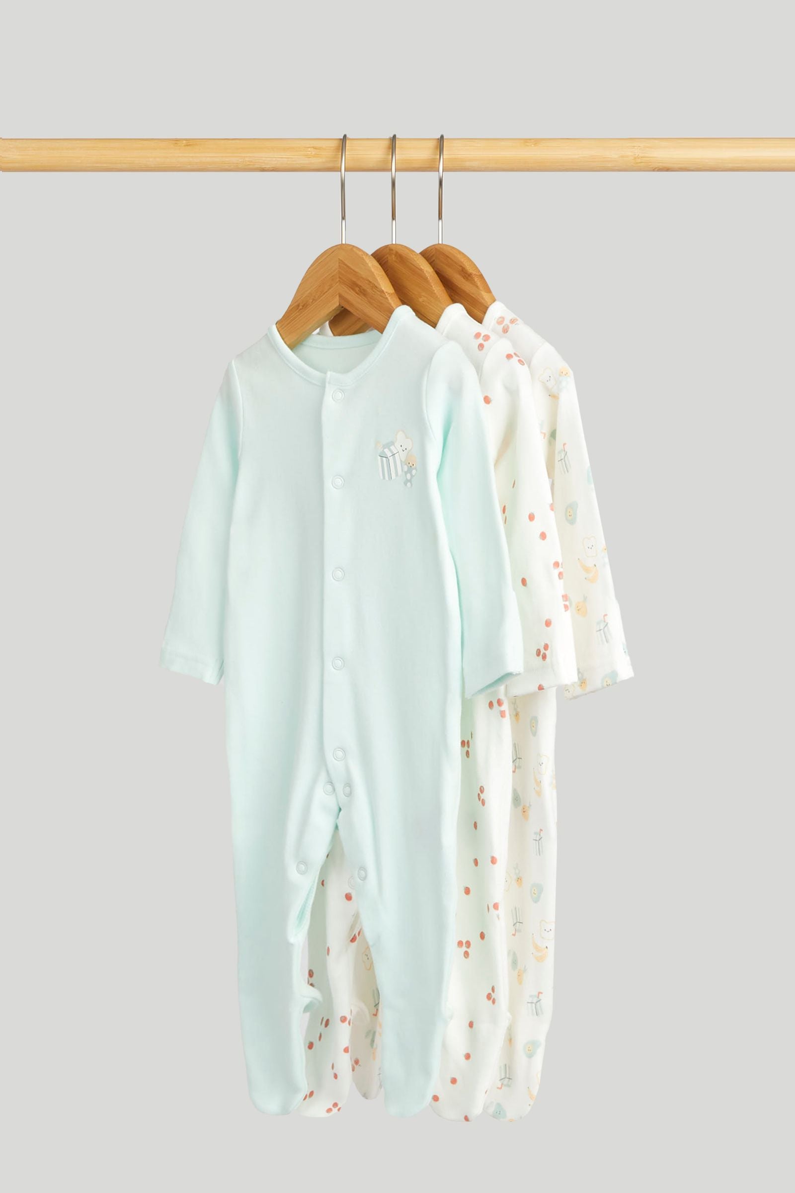 3 Pack Breakfast Friends Sleepsuits - Multi / 12-18 Months