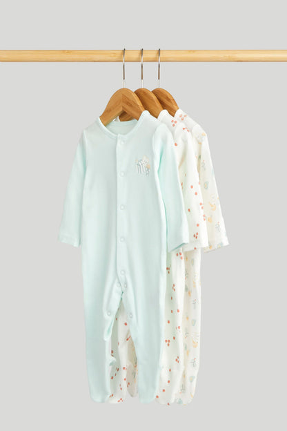 3 Pack Breakfast Friends Sleepsuits - Multi / 12-18 Months