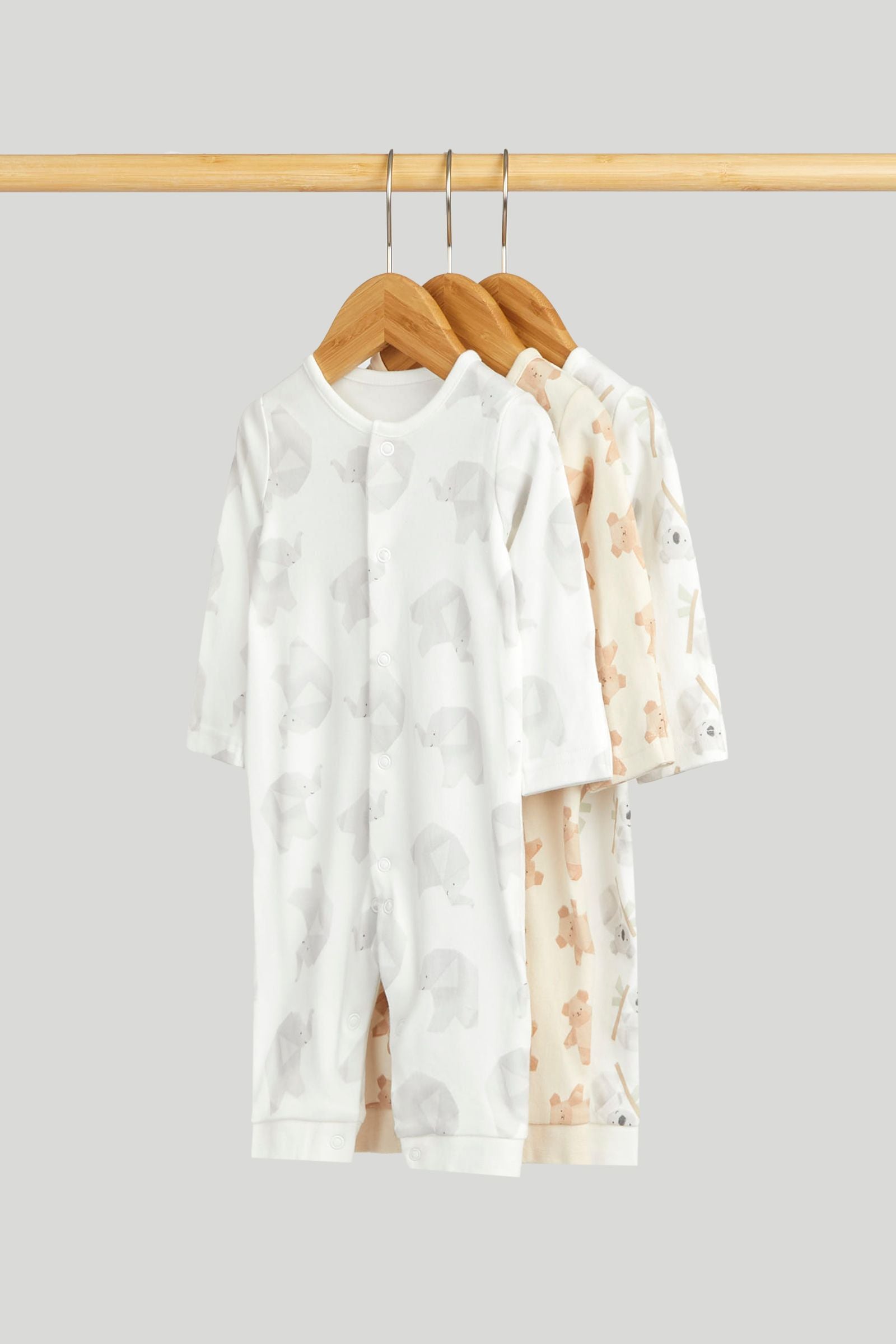 3 Pack Origami Footless Sleepsuits - White / 12-18 Months
