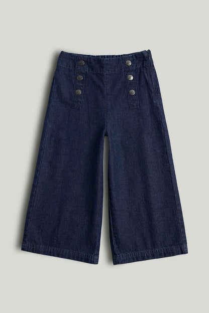 Wide-Leg Denim Jeans - Navy / 9-10 Years