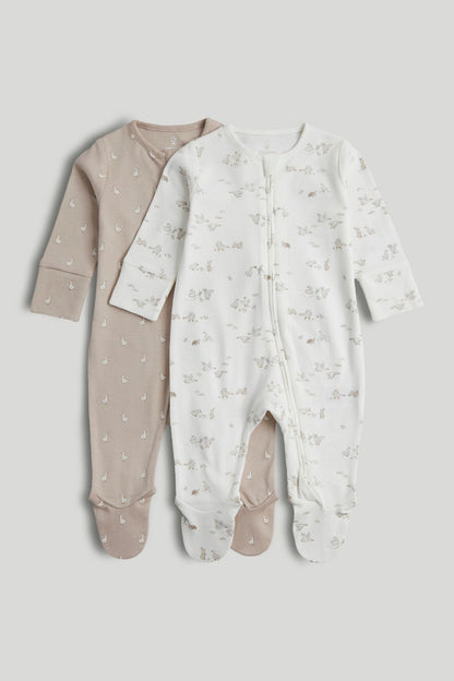 2 Pack My First Zip-Up Sleepsuits - Multi / 12-18 Months