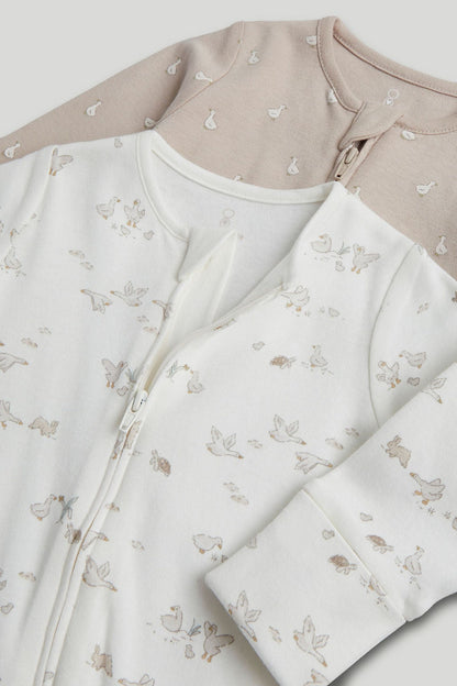 2 Pack My First Zip-Up Sleepsuits