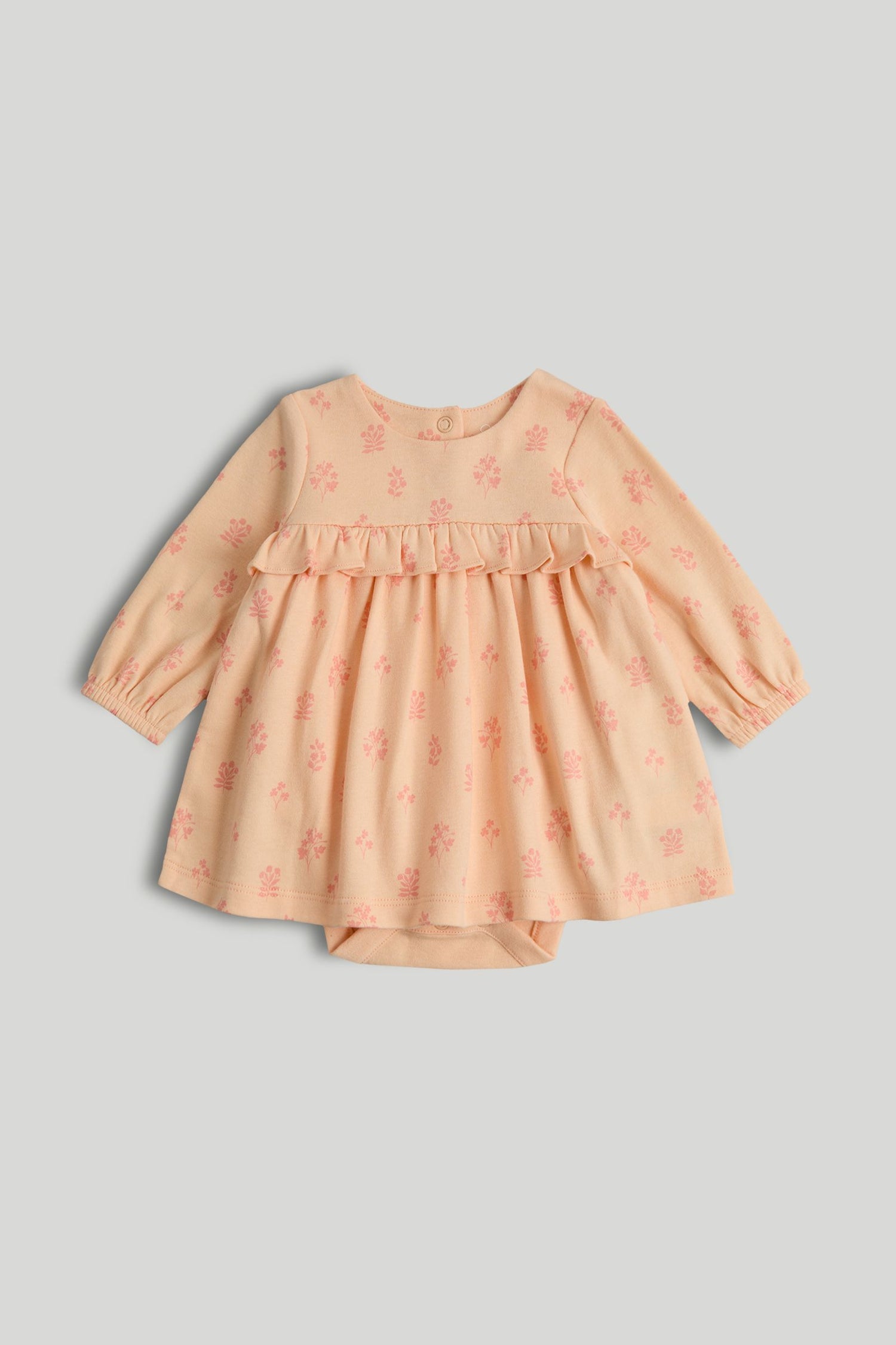 Peach Floral Romper Dress - Pink / 12-18 Months