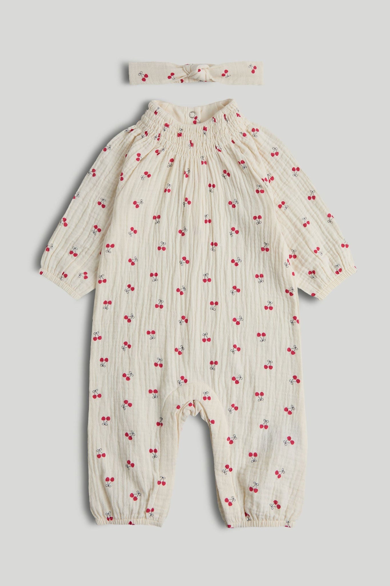 Muslin All-in-One and Headband Outfit - Cream / 9-12 Months