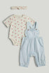 Denim Dungarees, Bodysuit and Headband Outfit - Multi / 12-18 Months