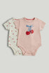 2 Pack Cherry Short-Sleeved Bodysuits - Multi / 12-18 Months