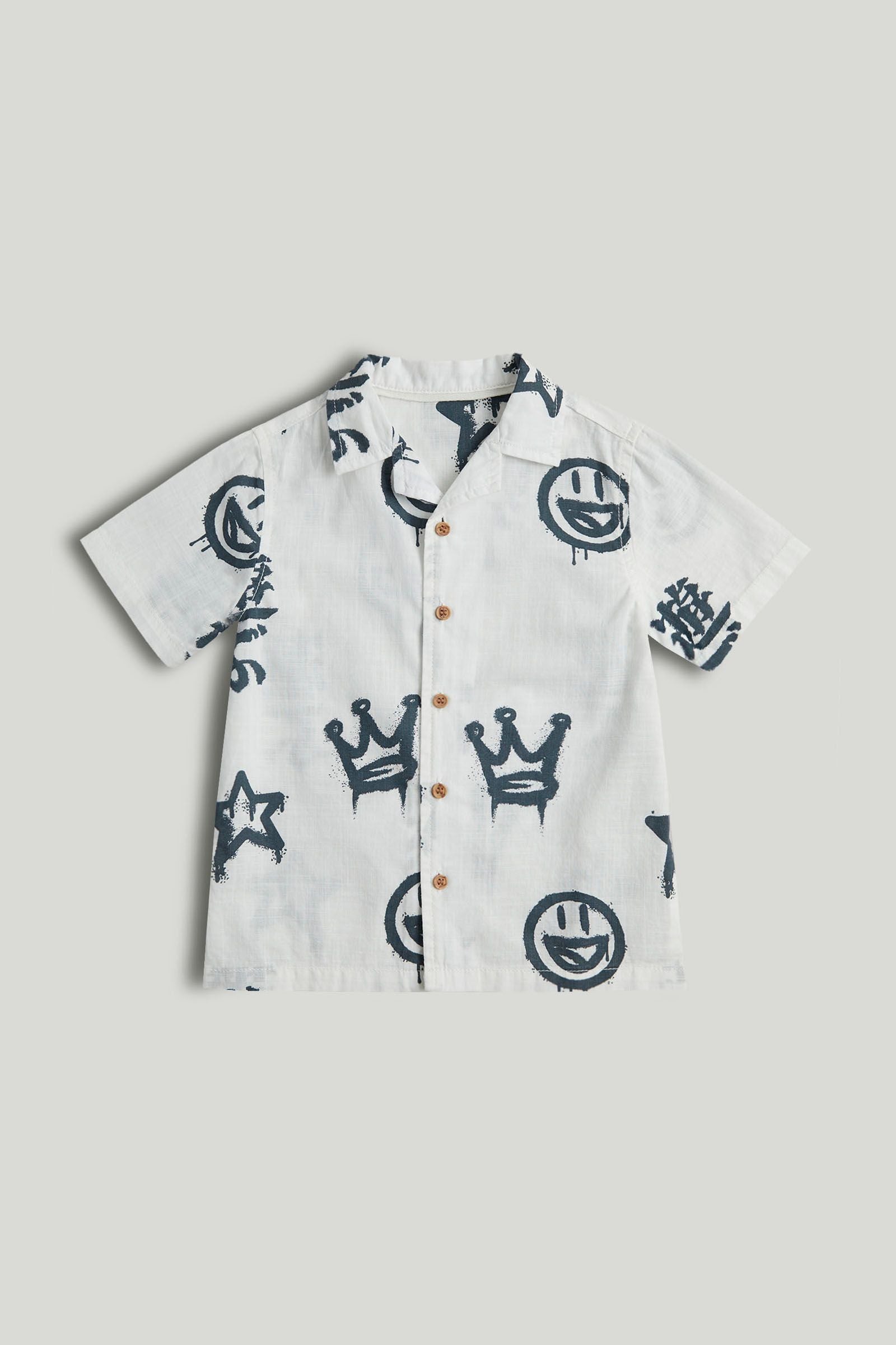 White Printed Shirt - White / 9-10 Years