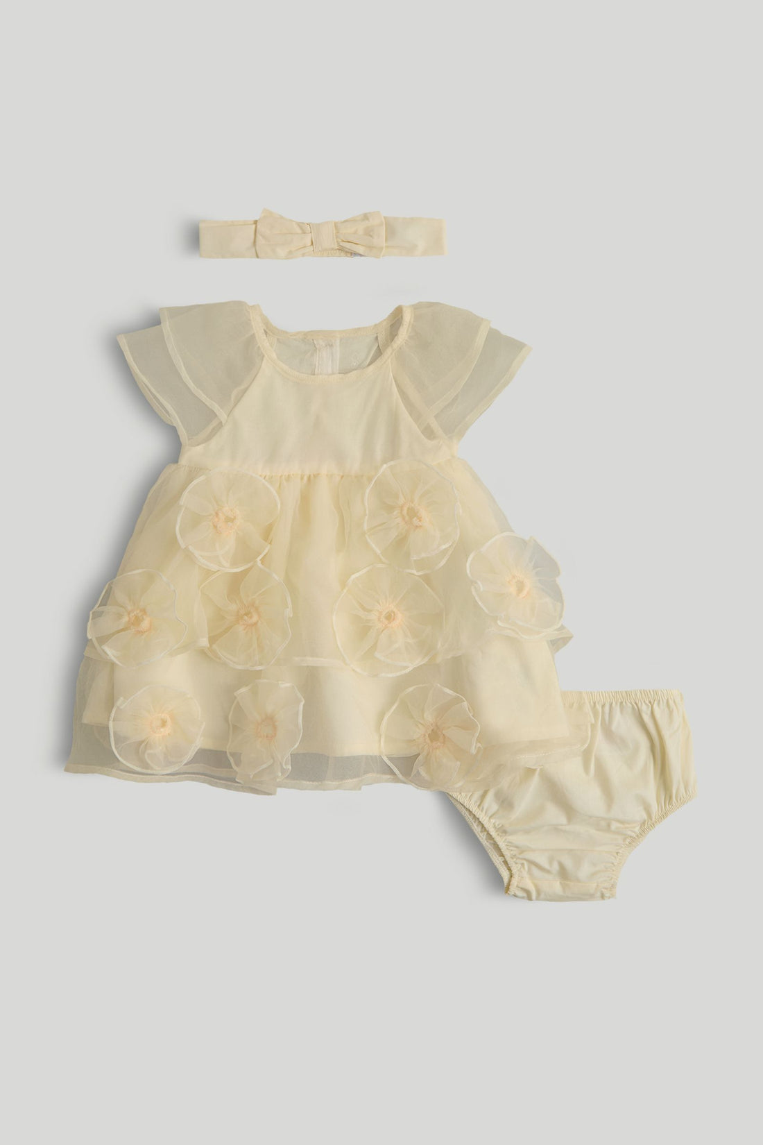 Tulle Dress, Knickers and Headband Outfit - Light Yellow / 12-18 Months