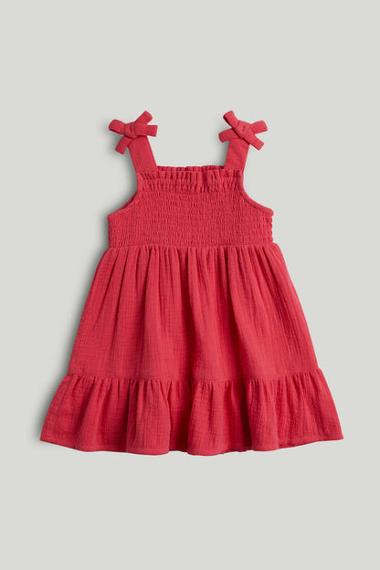 Pink Tiered Cotton Dress - Pink / 12-18 Months