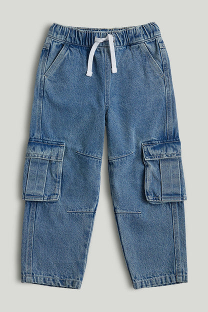 Denim Cargo Jeans - Blue / 9-10 Years