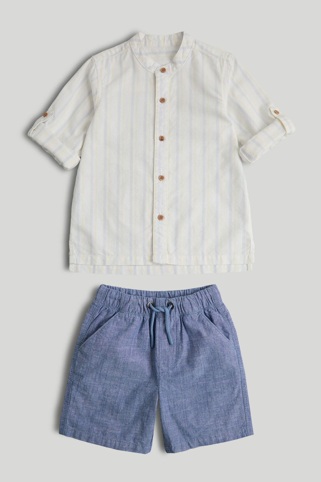 Striped Grandad Shirt and Shorts Outfit, 5 years to 10 years - Multi / 9-10 Years