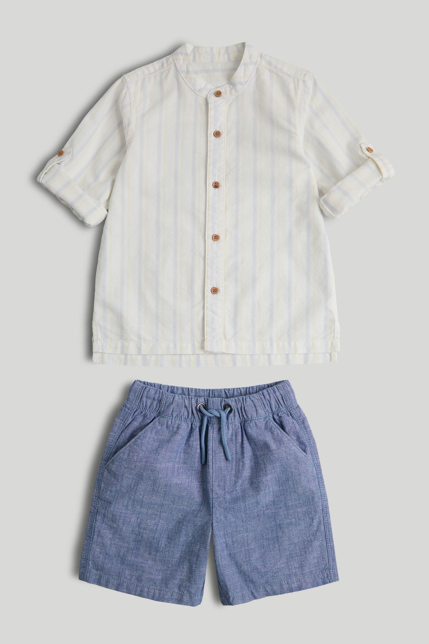 Striped Grandad Shirt and Shorts Outfit, 5 years to 10 years - Multi / 9-10 Years