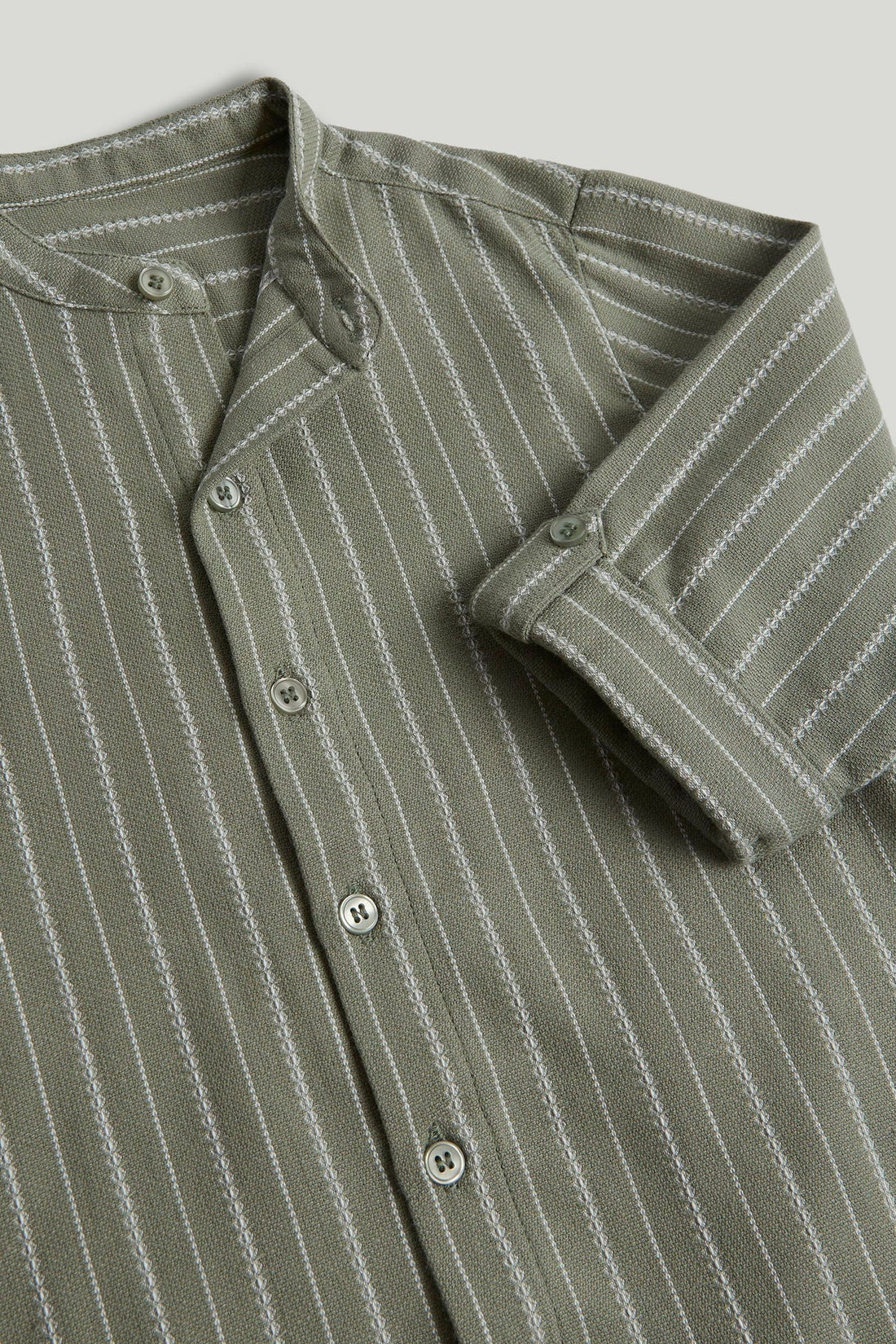 Green Striped Grandad Shirt
