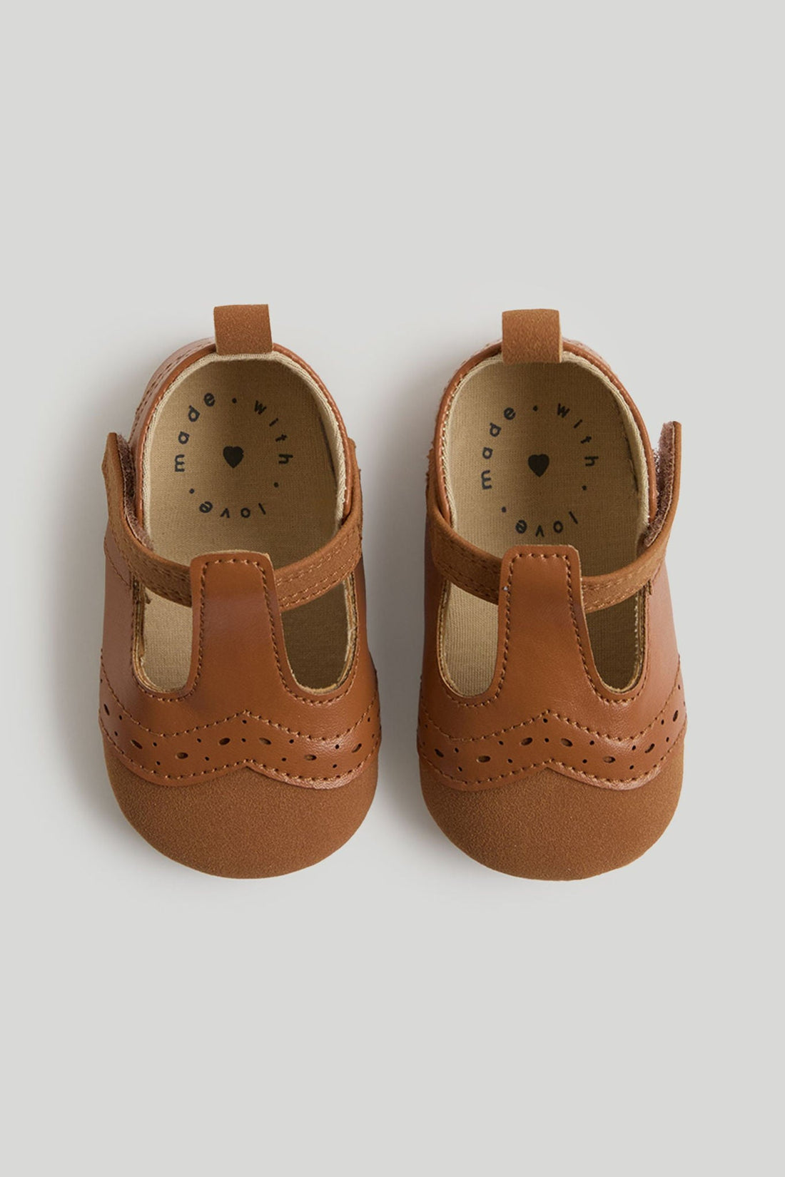Brown T-Bar Pram Shoes