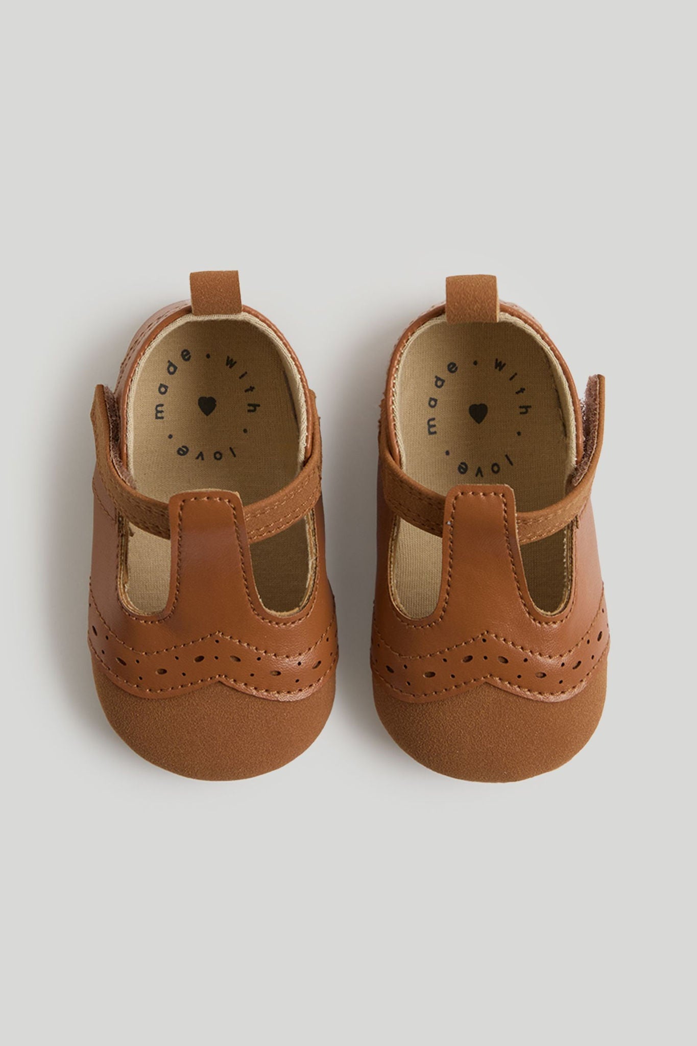 Brown T-Bar Pram Shoes