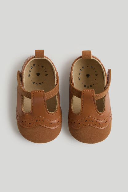 Brown T-Bar Pram Shoes