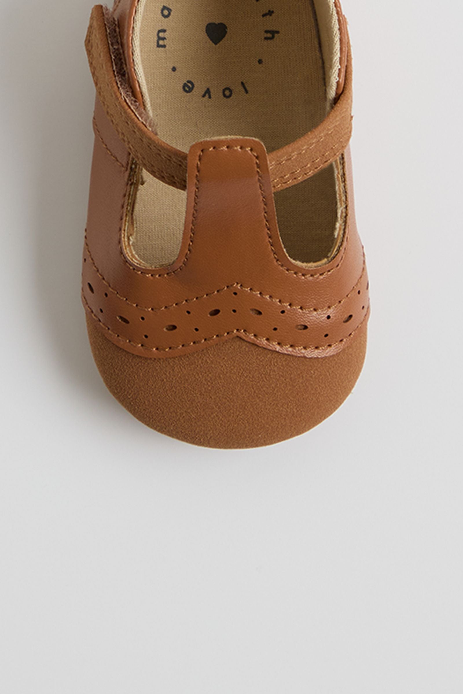 Brown T-Bar Pram Shoes