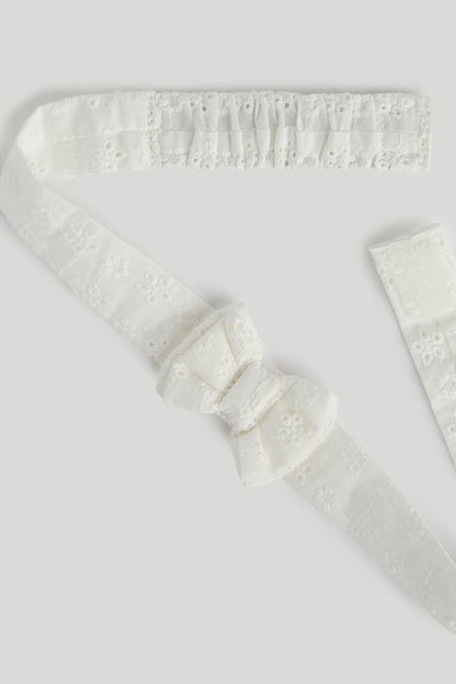 White Broderie Pram Shoes and Headband