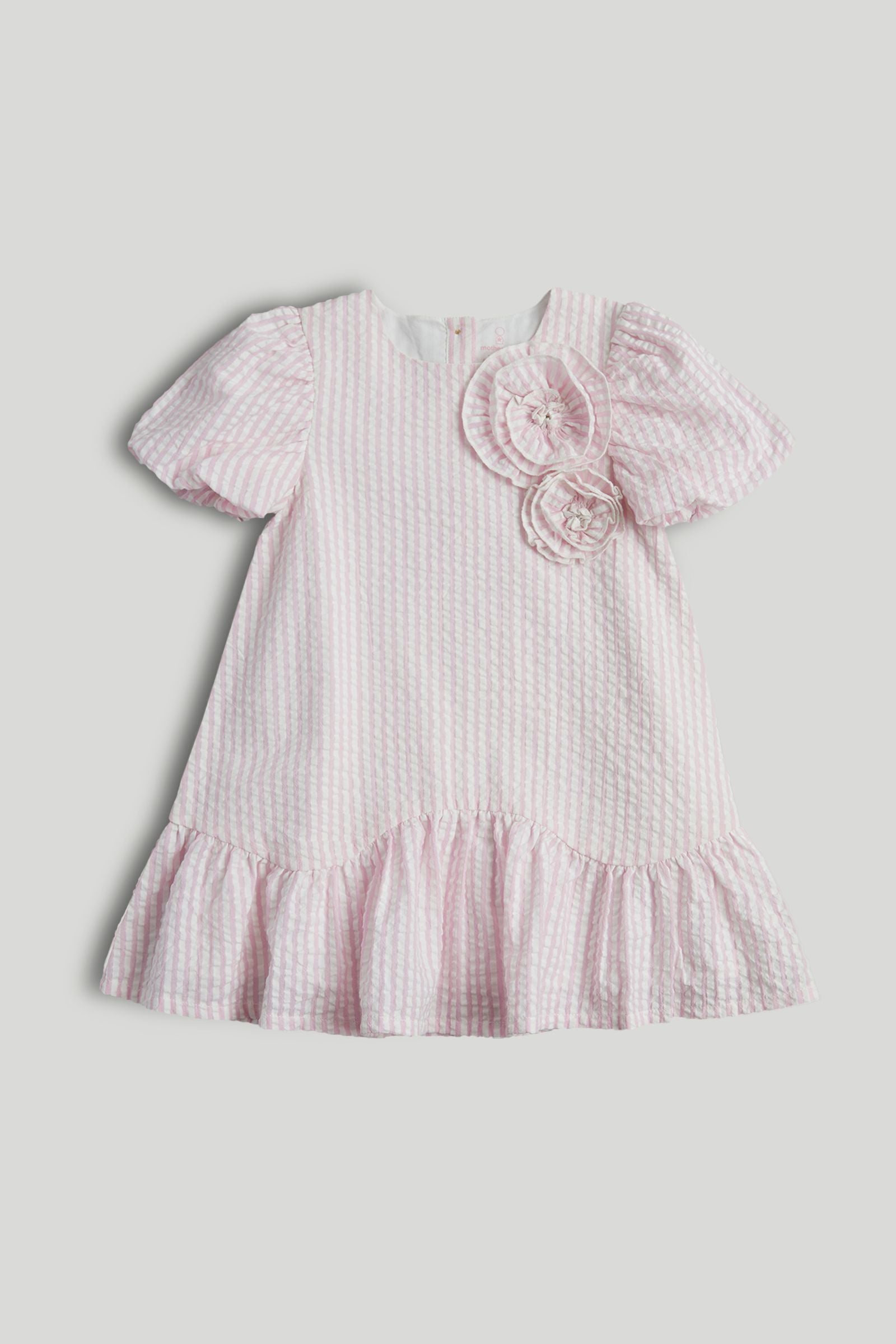 Pink Striped Cotton Dress - Light Pink / 9-10 Years