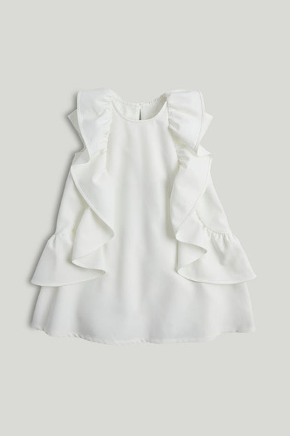 White Flutter Occasion Dress - White / 18-24 Months