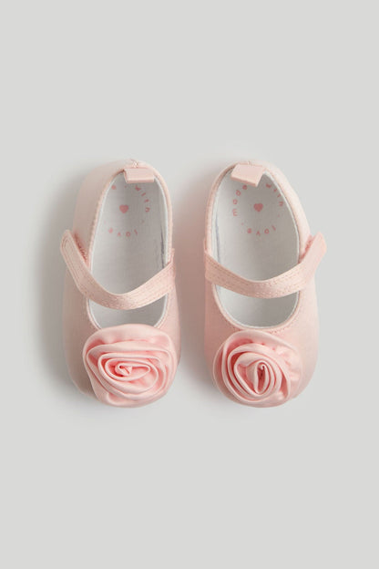 Pink Flower Pram Shoes