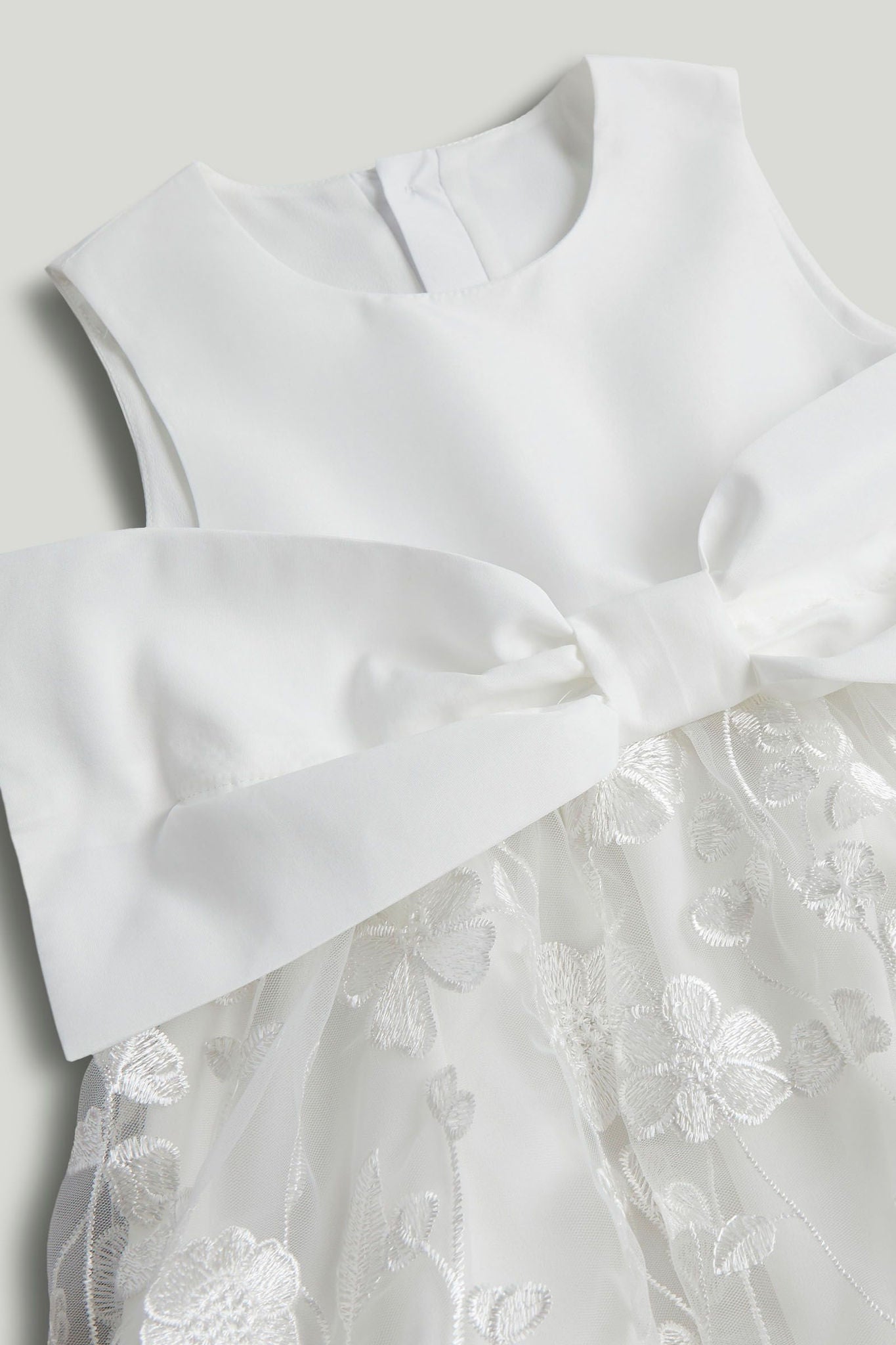 White Lace Bow Occasion Dress