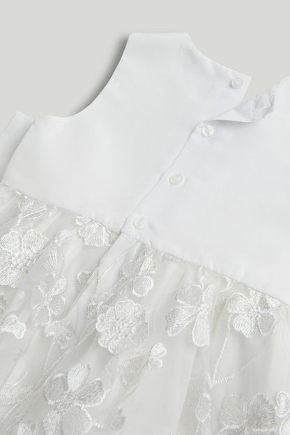 White Lace Bow Occasion Dress