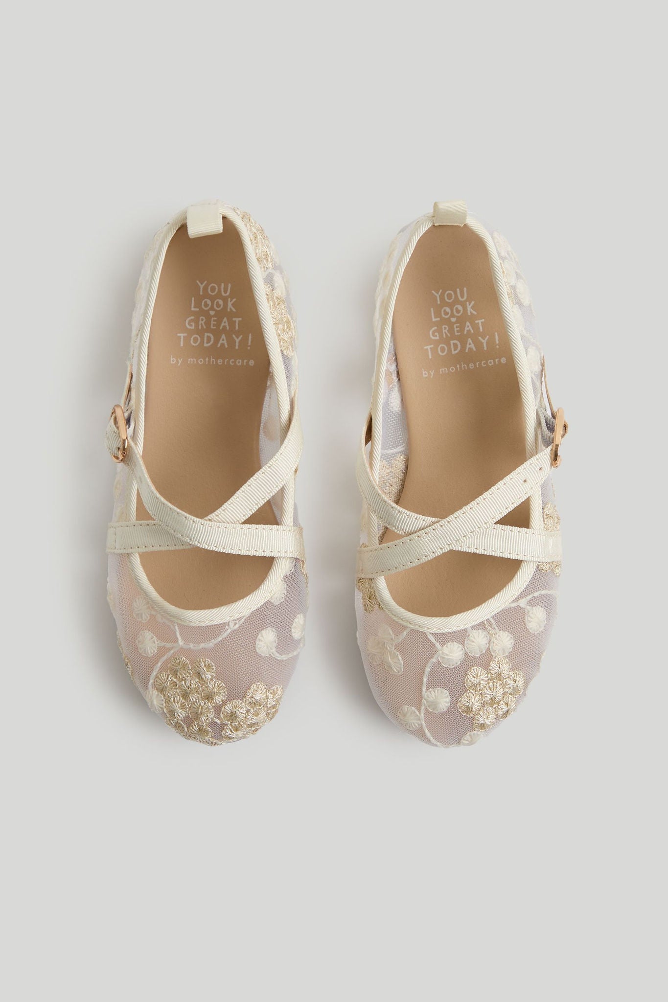 White Mesh Ballerina Shoes