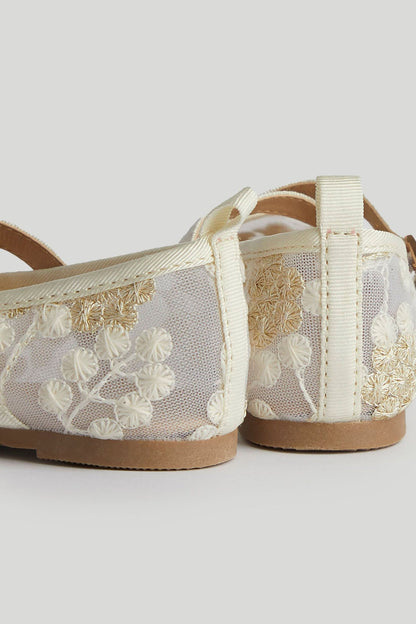 White Mesh Ballerina Shoes